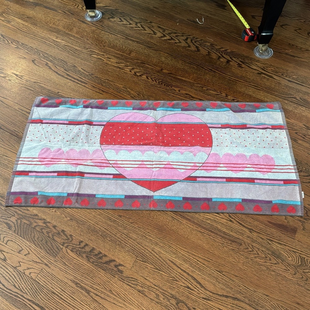 Vintage Ipanema Beach Towel Colorful‎ Hearts Valentine's Day Gift Romantic Love